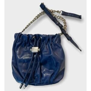 Badgley Mischka Small Leather Blue Purse with metal accents EUC